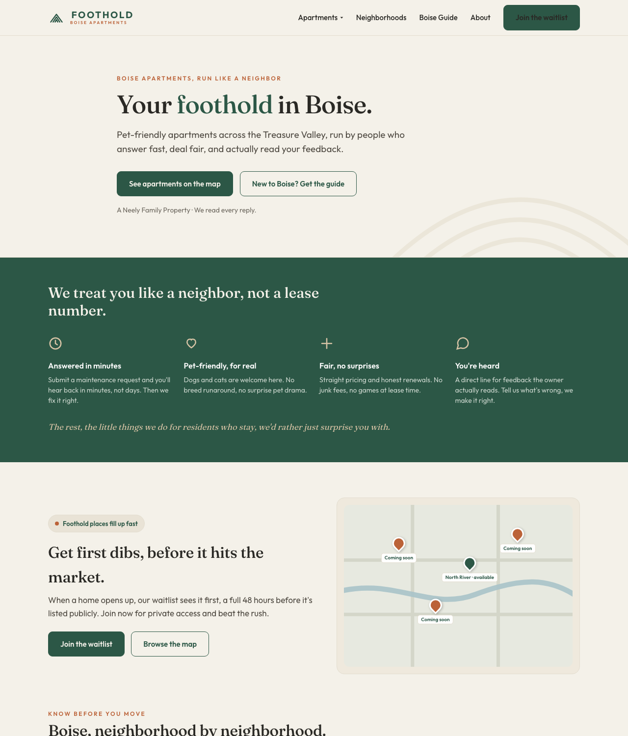 footholdboise.com, the live Foothold website